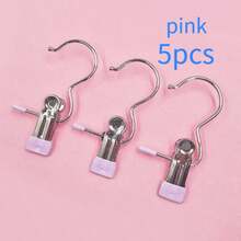 10/30/40pcs Single Piece Simple Hook Clips, Clothes Clips With Hooks, Indoor Portable Closet Storage Rack Hooks Decoration - Beige - View 13