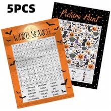 30Pcs-5pcs Halloween Word Search Game Card Set Halloween Party Game 30 Players Home Classroom Activities Fall Carnival Party Supplies - View 21