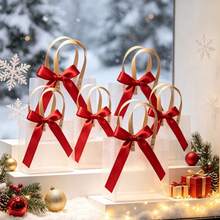2/10/20pcs Set (Bag + Ribbon) - Transparent Frosted Plastic Gift Bag With Handle 7.9x5.9 Inches (Approx. 20X15X7cm), Reusable, With Ribbon Bow, Transparent Gift Packaging Bag, Suitable For Wedding, Birthday, Baby Shower (Red) - View 8