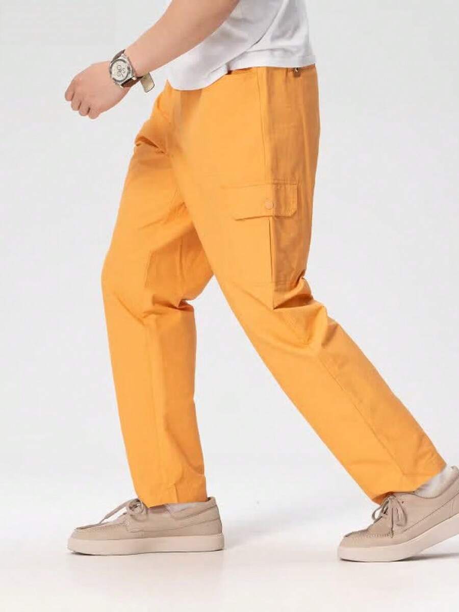 Timberland 新款男士戶外登山長褲,透氣寬鬆錐形直筒工裝運動褲 - 橘色 - 查看 1
