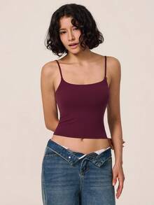 TimeOff Women's 1pc Solid Color Spaghetti Strap Backless Padded Cropped Outdoor Running Fitness Tank Top - Purple - View 7
