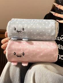 Cute Smiling Face & Star Pattern Zipper Pencil Case, Large Capacity Storage Bag, School And Classroom Stationery Organizer, Portable Desktop Storage Pouch, Suitable For School Or Office Use - Multicolor - View 5