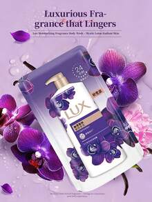 LUX Midnight Orchid Fragrance Body Wash Refill 200G, Essential Oil Fragrance Body Wash, Long-Lasting Floral Scent, Gentle Cleansing & Moisturizing Bath Liquid, Unisex, Suitable For Daily Home Shower Use - Purple - View 4