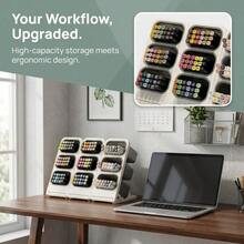 1pc Large Capacity Desktop Organizer, Slanted Student Pen Holder, Office Stationery Marker Storage Rack, Capsule Coffee Storage Box, Tea & Snack Organizer Rack, Makeup Brush Holder - Multicolor - View 2