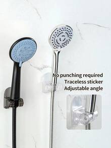 1pc Adjustable Transparent ABS Shower Head Holder Set, Waterproof No-Drill, Includes 1pc Strong Traceless Adhesive Sticker, Universal Damage-Free Hook For Bathroom Toilet Sprayer - Multicolor - View 6