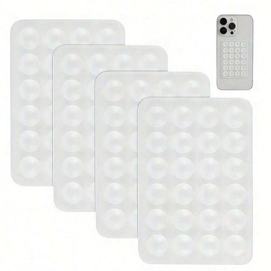 4pcs Silicone Phone Holder, Double-Sided Suction Cup Phone Holder, Silicone Suction Cup, Non-Slip Phone Holder, Suitable For All Phone Models, Transparent, Suitable For IPhone And Android Phones, Birthday Gift, Suitable For Family And Friends Phone Holder, Phone Accessories