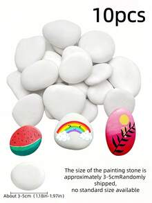 20 Medium Smooth White Painting Stones - Flat And Selected, Suitable For Crafts, Art, Decoration - No Chemical Components, Smooth Surface For Flat Effect, Suitable For Beginners And Craft Projects, Craft Supplies, Art Projects, Decorative Stones - Multiple Styles - View 8