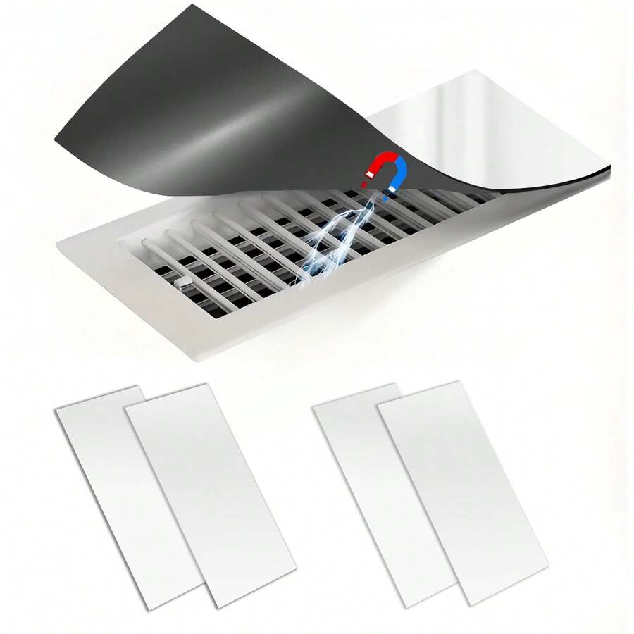 4PCS, 2D Flat Magnetic Vent Covers, White Pattern, 5.5*12IN, Suitable For Floor, Wall, Ceiling Vents, RV, Air Conditioner Outlets - White - View 1