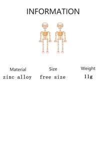 1 Pair Halloween Colorful Rhinestone Skeleton Frame Earrings, Dynamic Swinging Gothic Style Party Atmosphere For Women - Skull Frame  Earrings - View 9