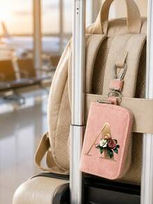 Pink Zipper Key Pouch With Metal Flower Letter, PU Faux Leather Organizer, Functional Key Pouch Suitable For Car, Home And Office - Perfect For Graduation, Teacher's Day - Neutral Design, Travel Accessory, Elegant Jewelry, High-Quality Craftsmanship, Professional Accessory, Perfect Gift For Classmates And Friends, Faux, Mini, Minimalist Style, Perfect Wedding And Holiday Gift Or Accessory For Women's Handbag, Keychain, Valentine's Day Gift, Ideal Choice For Graduation Ceremony And Teacher's Day - Multicolor - View 6