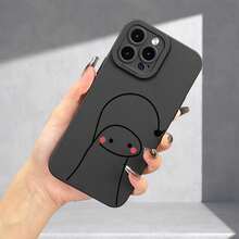 [Phone Case 360 Protection] Phone Case: Lines With Hearts Couple Pattern UV Printing Angel Eyes Soft Phone Case Phone Shell Matte Phone Cover 360 Degree Full Protection For IPhone 11 12 13 14 Pro Max 15 XR X/ XS 7 8 Plus SE For Smartphone - 黑色 - 查看 1