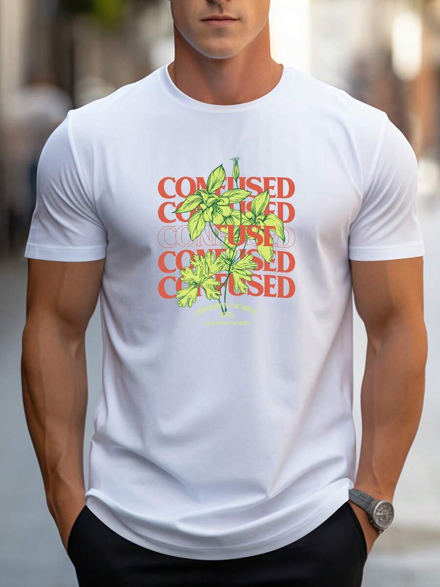 Men's Pure Cotton Short-Sleeved T-Shirt Casual Summer Regular Fit Comfortable Daily Wear Basic Tee - 白色 - 查看 1