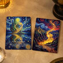 The Starry Night Oracle Cards,A 44-Card Deck,Star Dream Weaving Light Oracle Cards. - Royal Blue - View 8