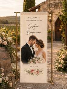 Customized Wedding Welcome Sign, Fabric Wedding Welcome Banner, Bohemian Style Bridal Shower Decor Sign, Personalized Name Wedding Sign, Minimalist Fabric Welcome Sign, Wedding Decor, Personalized Party Decor, 3 Fabric Options Available - Multicolor - View 9