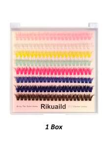 Rikuaild 160/320pcs D Curl Colorful False Eyelashes 60D Wet Look Makeup Party Dopamine Colorful Eyelashes 8 Colors Mixed Cartoon Eyelashes - D - View 8
