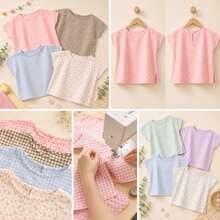 Round Neck Short Sleeve Women's Blouse Sewing Pattern, Kraft Paper Material, 1:1 Scale, Includes Instructions, Size: 0-3 Months To 5-6 Years (62 To 118), Multi-Size Clothing Template, Can Make Girls' Summer T-Shirts, Efficient Tool For Adult Sewing Enthusiasts, Suitable For Beginners' Sewing Pattern Making - A - View 6