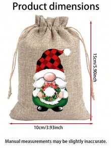 12/6/1pc Christmas Gift Bags, Party Holiday Drawstring Pouch, Christmas Gnome Gift Set Bag, Jewelry & Gift Storage Bag, Polyester Material, Ideal For Christmas And Holiday Gift Bags. - A - View 9