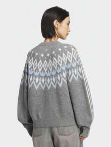 Adidas Originals Women's Fair Isle Crew Neck Sweater Pullover KS5964 - Grey - View 3