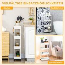 4-Tier Rolling Kitchen Cart, Storage Shelf With Wheels And Brakes, Versatile, White - 白色 - 查看 6