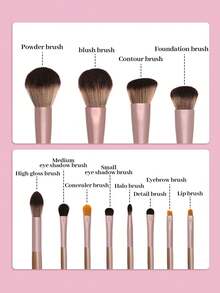 SEPROFE Professional Makeup Brush Set 12Pcs With Makeup Bag, Ultra‑Soft Microfiber Bristles For Flawless Natural 3D Makeup, Face Brushes For Powder, Contour, Foundation & Eye Brushes For Eyeshadow, Concealer, Eyebrow, Daily Makeup Tools - Brown - View 8