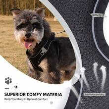 Pechera Arnés Transpirable Cómodo Con Correa Para Perro Gato - Negro - Ver 6
