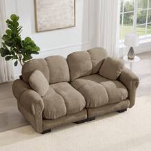 Sofa Brown Made Of Chenille For Living Room - 棕色雙人座 - 查看 3