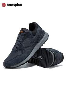 baasploa Men's Retro Casual Sports Shoes, Breathable Or Warm Styles Available, Comfortable And Non-Slip, Suitable For Daily Commute And Outdoor Walking - Dark Grey - View 4