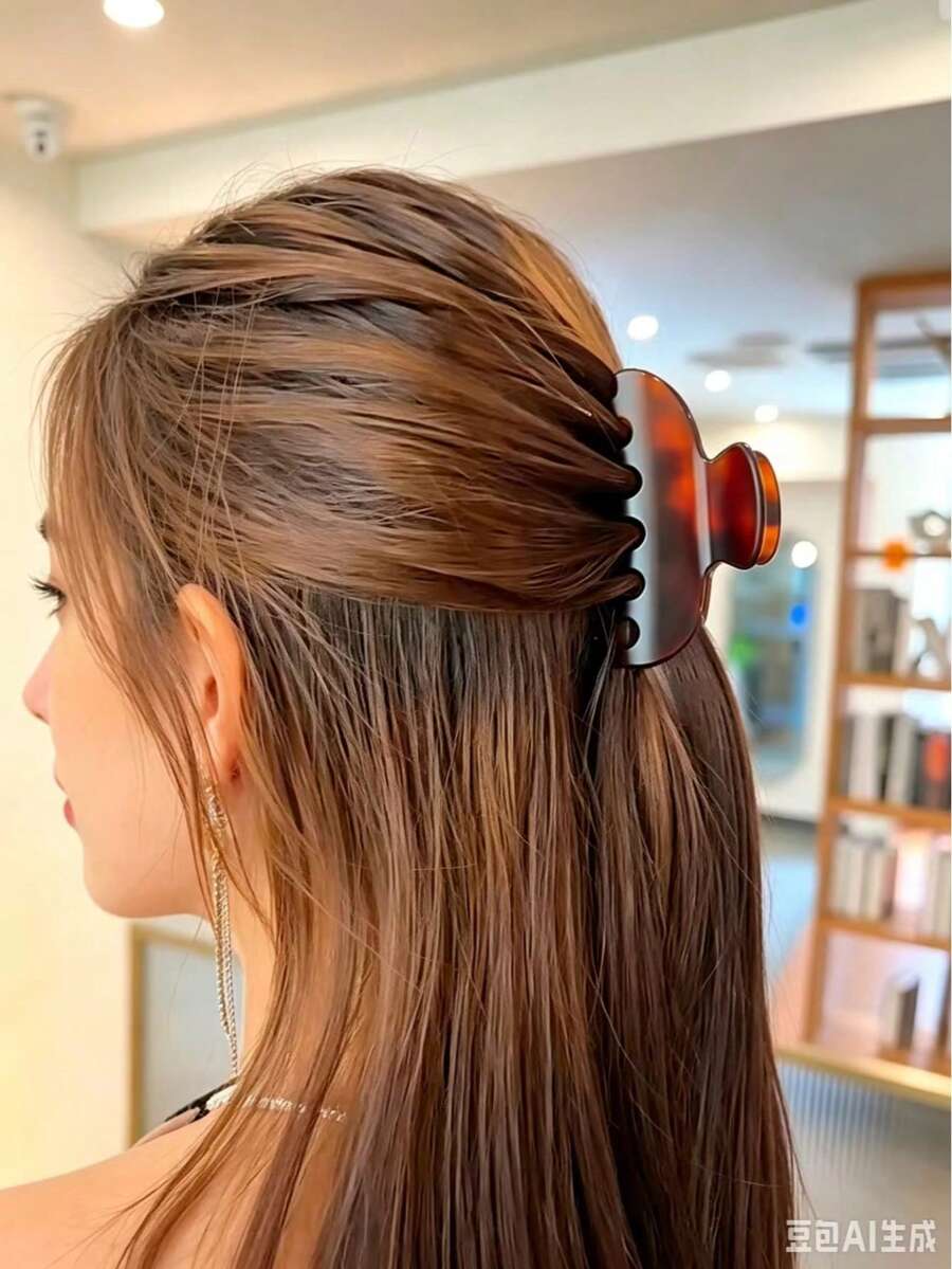 1/3pcs Vintage Tortoiseshell Minimalist Large Hair Claw, Matte Black ...
