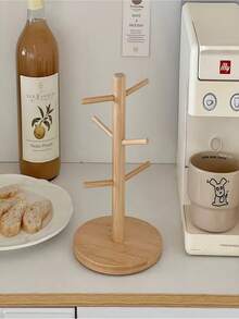 1PC Retro Nan Bamboo Cup Holder European Style Desktop Cup Drainer Rack Living Room Kitchen Office Multi-Purpose Mug Storage Rack Light Luxury Nordic Style Log Color Solid Wood Cup Holder Rounded Corners - 1PC - View 2