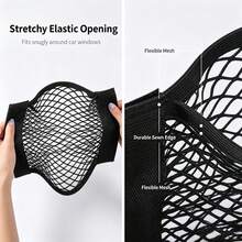 1pc Car Trunk Storage Net 25*40CM Double Layer Elastic Hook & Loop Design, Flocked Interior Dedicated No-Drill Car Storage Mesh Pocket - Car Cargo Net - View 5
