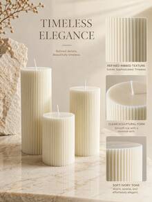 1pc Luxury Style Ivory White Striped Cylindrical Scented Candle, 1.97 Inch Diameter White Fragrance Candle, Suitable For Creating Atmosphere, Photography Props, Tabletop Center Decoration, Great Gift Choice, Gift For Women - Multiple Styles - View 8