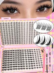 352Pcs Wispy Manga Comic Eye Lash Clusters, 8‑16mm Mixed Length Individual Eyelashes With Bond Seal Glue & Tweezer, DIY At‑Home Lash Extension Kit For Beginners - Pink - View 3