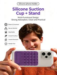 1 cái/2 cái giá đỡ điện thoại bằng silicone có cốc hút, keo dính chắc chắn chống trượt rảnh tay, nhiều màu, đồ dùng thiết yếu tựu trường, gắn tường cho phòng tắm nhà bếp du lịch, tương thích với iPhone và điện thoại Android - A - Xem 8