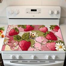 (Hot !!) 1pc Strawberry Pattern, 2D Printed Flat Stove Protector Mat, Rubber Non-Slip Heat-Resistant Stove Cover Pad, Suitable For Induction Cooktop, Glass Stove, Multi-Function Scratch-Resistant Mat, Best Choice For Oven, Washing Machine, Dryer, Kitchen Decoration - Multicolor - View 15