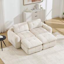 Sofa Beige Made Of Chenille For Living Room - 米色雙座 - 查看 1