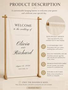 Wedding Fabric Welcome Banner, Bohemian Wedding, Bridal Shower Sign, Personalized Name, Customized Minimalist Welcome Sign, Wedding Decor - Multicolor - View 5