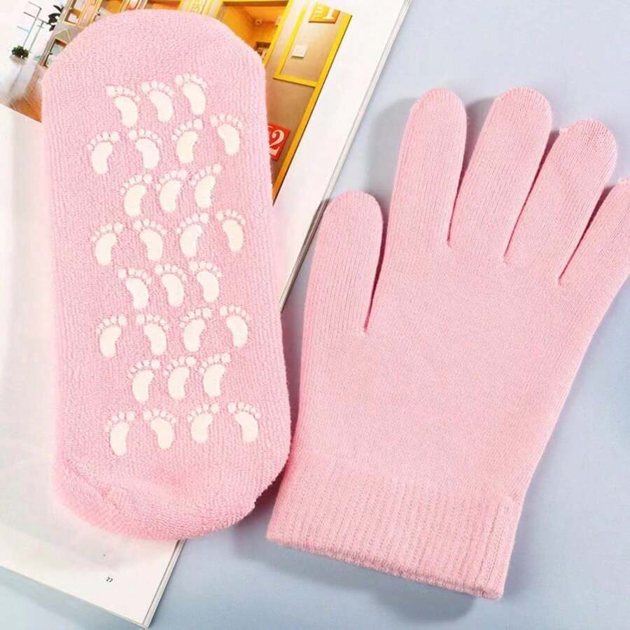 1 Pair Gel SPA Moisturizing Care Gloves, Reusable Hand Mask Gloves, Moisturizing Repairing Dry Cracked Hand Care Gloves - Pink - View 1