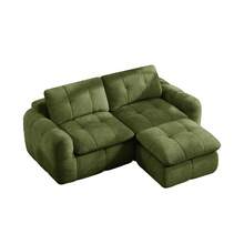 With Ottoman 2 Seat L Shaped Modular Sofa - Green Chenille - Free Assembly For Living Room - 綠色雙座 - 查看 6
