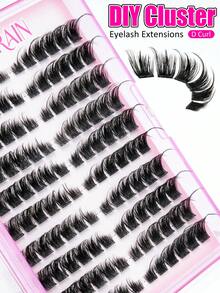 120 Clusters Glue-Free Dense False Eyelashes, Transparent Stem Self-Adhesive, Easy To Wear And Quick Application, Suitable For Dating, Travel, Halloween And Other Occasions, Segmented False Eyelashes - D - View 6
