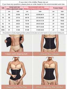 1pc Women's Black Double Layer High Compression Shapewear, Waist Trainer, Abdominal Control Body Shaper - Multicolor - View 4