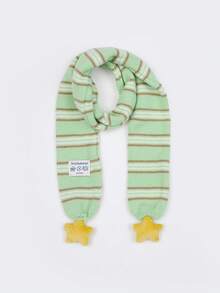Striped Star Pom Pom Kids Scarf, Autumn/Winter College Style Versatile Decorative Thick Warm Neck Warmer - A - View 5