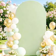 Sage Green Arch Backdrop, 5ft, 6ft, 6.6ft, 7.2ft, 7.87ft Wedding Arch Cover 2pcs Spandex Fabric Arch Backdrop Dome Arch Backdrop Fabric Suitable For Birthday Party Wedding Arch Frame Decoration (Arch Frame Not Included, Fabric Backdrop Only) - Sage Green - View 9