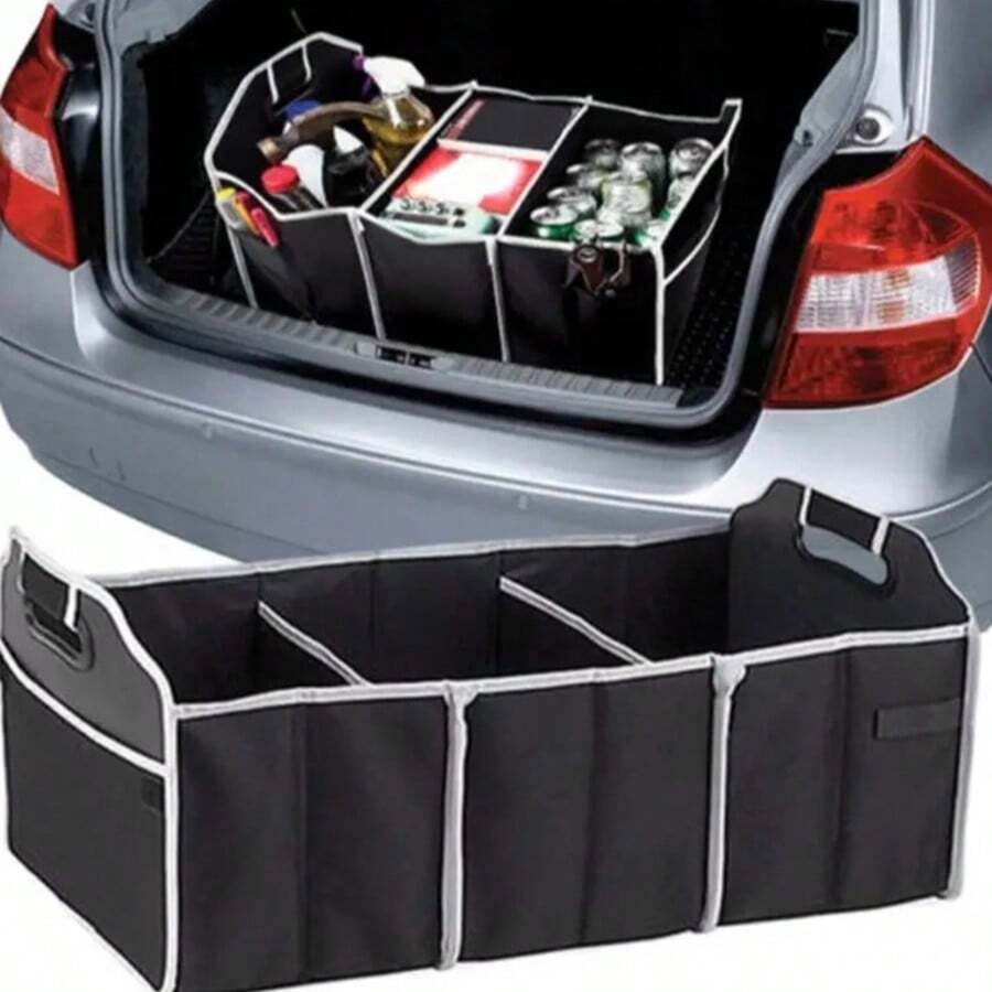 Foldable Car Trunk Organizer With 3 Compartments – Waterproof Collapsible Storage Bag For SUV, Sedan & Truck, Portable Cargo Organizer - A - View 1