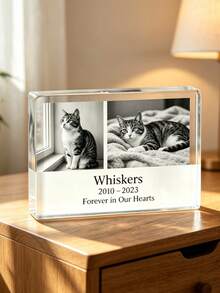 Customized Personalized Acrylic Photo Frame Desktop Photo Frame Gift, Rectangular Photo Frame, Birthday Gift, Pet Gift, Personalized Cat, Dog Memorial Gift, Acrylic Pet Memorial Plaque, Personalized Photo Keepsake, Condolence Decor For Cat And Dog Lovers, Holiday Gift - Multicolor - View 3