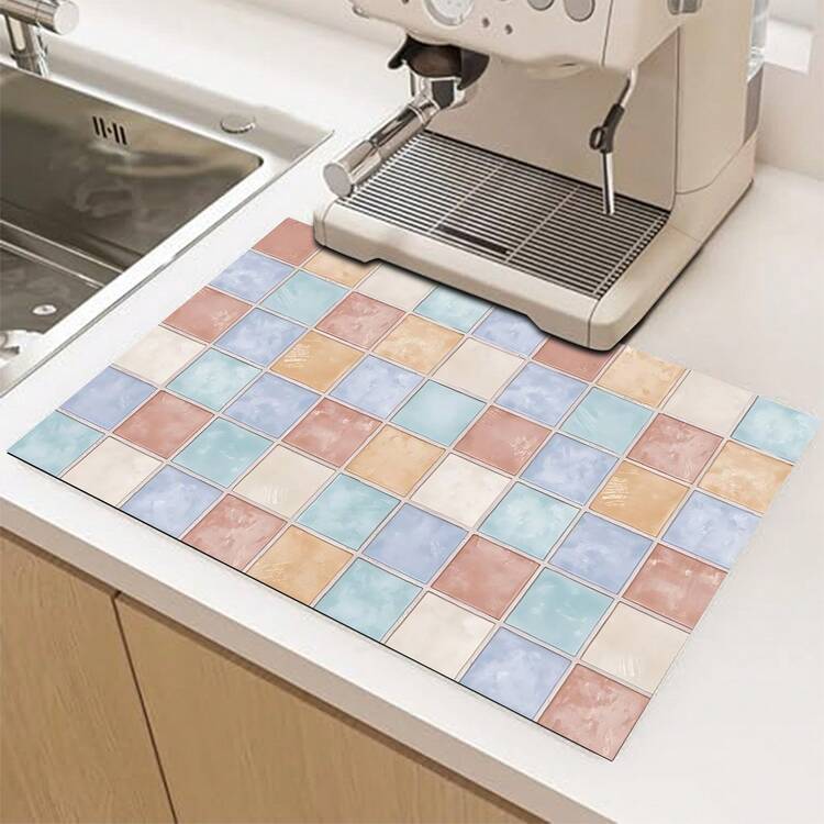 (Hot !!) 1pc Colorful Plaid Print Pattern, 2D Printed Flat Stove Mat, Rubber Non-Slip Heat-Resistant Stove Cover Pad, Suitable For Induction Cooktop, Glass Stove, Multi-Function Scratch-Resistant Mat, Best Choice For Oven, Washing Machine, Dryer, Kitchen Decoration - Multicolor - View 4
