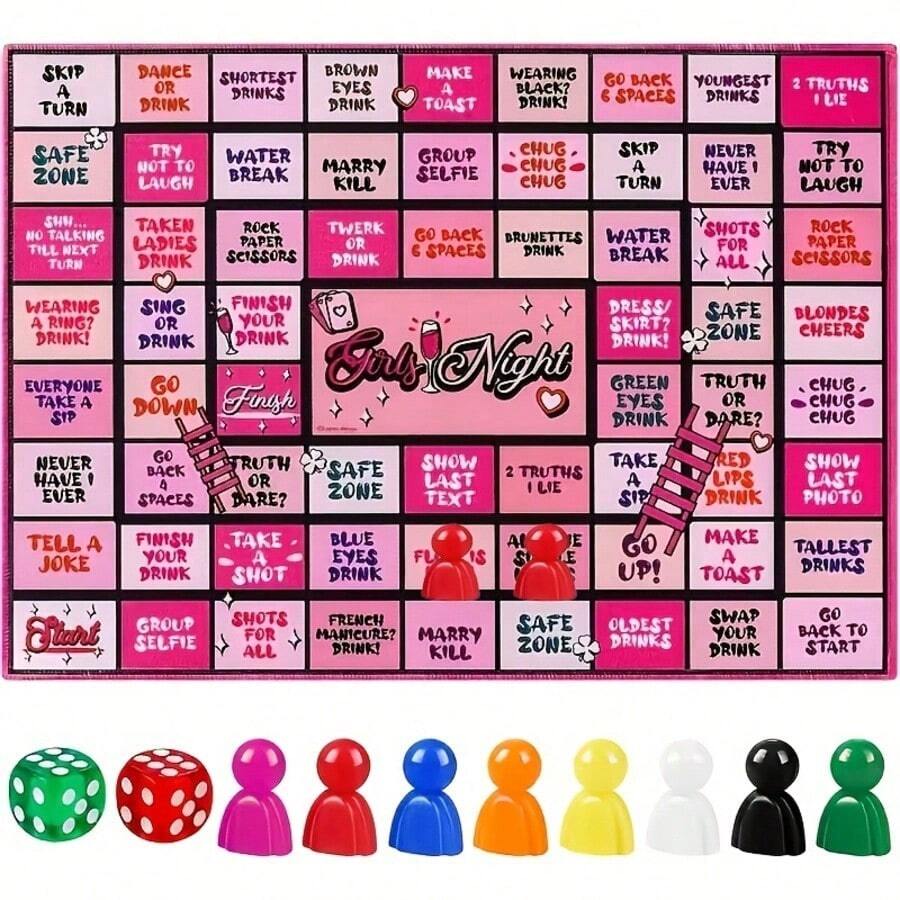 1PC Party Game Board Mat With Game Chess Pieces, Fun Interactive Party Prop Set, Fit For Game Night, Birthday Celebration, Family Get‑Together And Indoor Social Gatherings, Party Supplies,Birthday, Party Supplies - Party Game Supplies - View 1