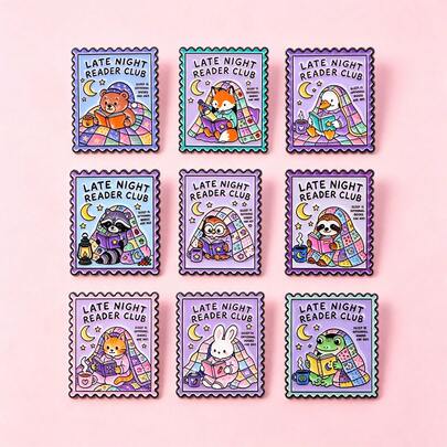 "LATE NIGHT READER CLUB" Bookworm Quote Lapel Enamel Pins And Brooches Badge Pins For Backpacks Bags Backpack Cool Decoration Friend For Gifts