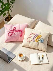 1pc Customized Embroidered Name Quilted Tablet Bag, Soft Portable Personalized Bedroom Travel Storage Bag, Holiday Wedding Gift - Multicolor - View 6