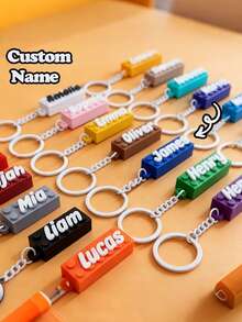Customized Personalized Letter Keychain - Block-Style Name Keychain - High Quality & Durable - Perfect Gift For Classmates, Backpack/Bag Charm - Souvenir, Birthday Gift, Father's Day Gift - English Letters Only - Multicolor - View 4