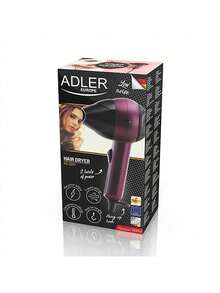 Adler مجفف شعر، مجفف هواء، مجفف شعر خفيف الوزن - 1400 واط، مستويان من الطاقة، فوهة تركيز مضمنة، حلقة تعليق، تشغيل هادئ - قابس اتحاد أوروبي نوع E (220 إلى 240 فولت) - مشاهدة 10